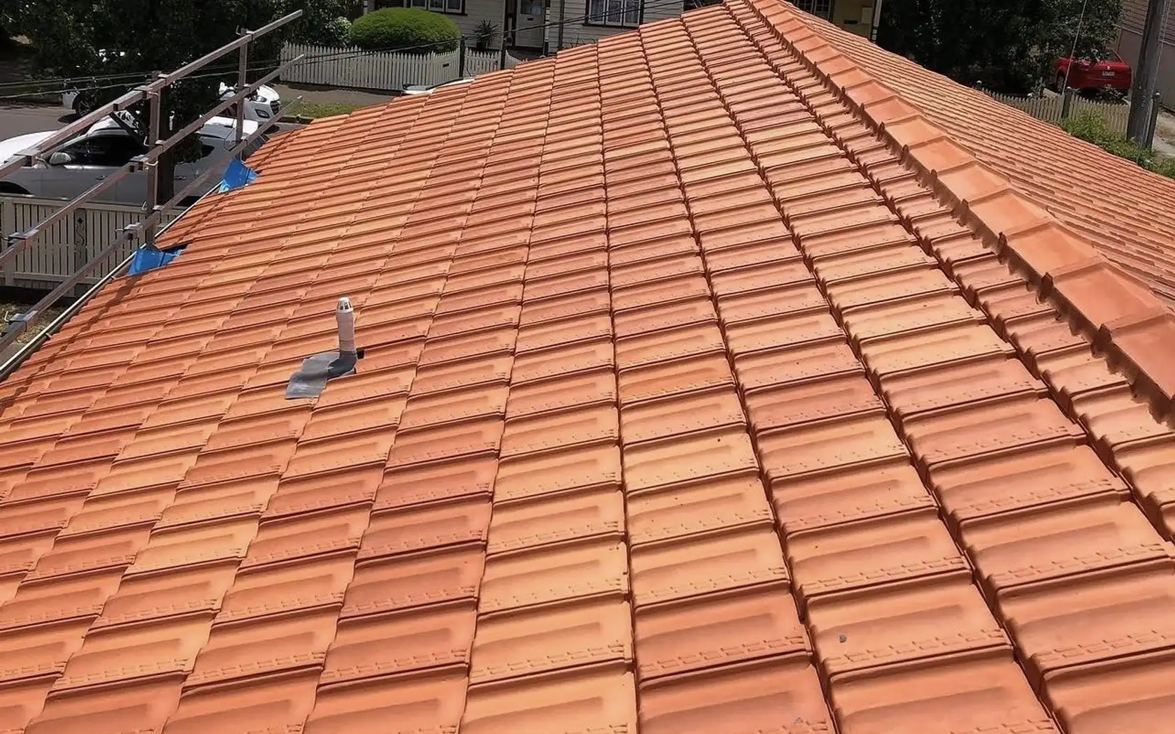 Freshly restored terracotta tiled roof on a Mornington home